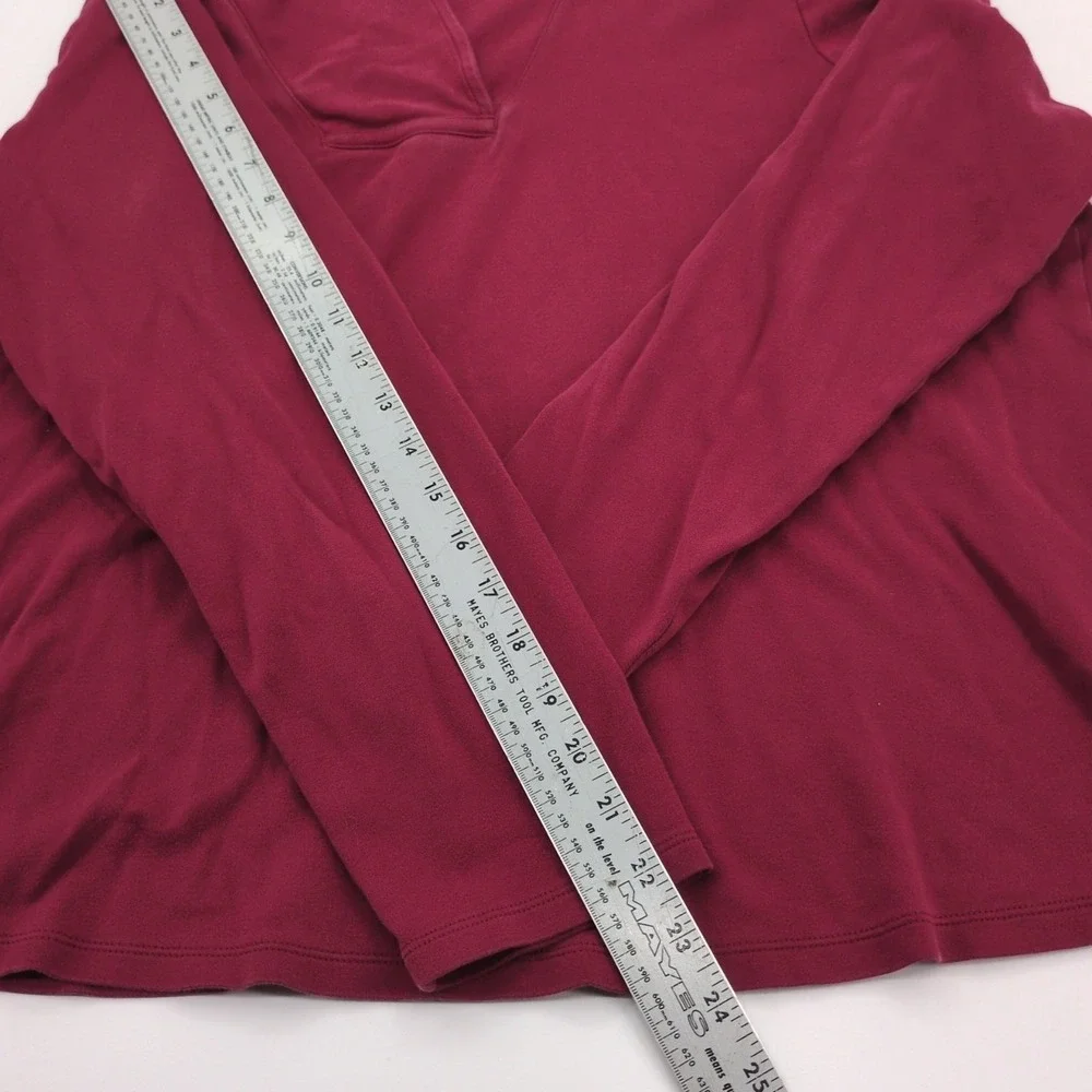 LL Bean Womens 2X Plus Burgundy Shawl Collar Long Sleeve Pullover Plum‎ Cotton